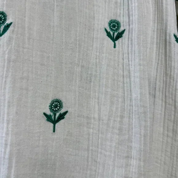 PINK CHICKEN Embroidered Cotton Ava Dress Girls 5 White & Green Boho Beach Cover - Picture 6 of 9